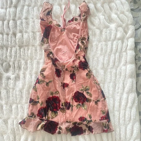 Revolve Adonia Mini Dress in Blush Floral - Picture 6 of 7